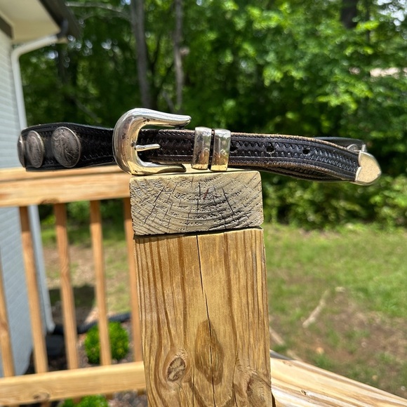 Vintage Appaloosa Leather Belt w/19 Walking Liberty & Eagle Silver Half Dollars - Picture 2 of 16